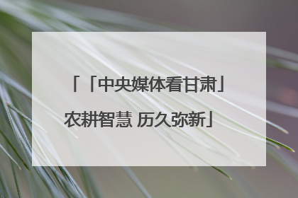「中央媒体看甘肃」农耕智慧 历久弥新