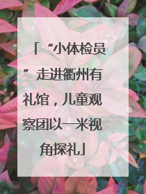 “小体检员”走进衢州有礼馆，儿童观察团以一米视角探礼