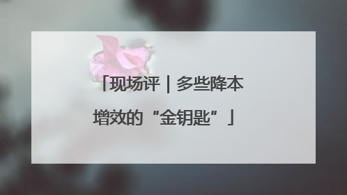现场评｜多些降本增效的“金钥匙”