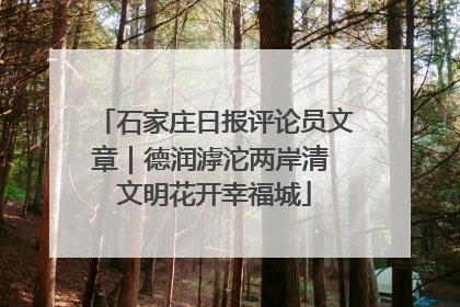 石家庄日报评论员文章｜德润滹沱两岸清 文明花开幸福城