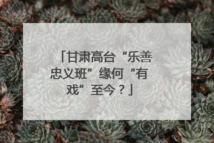 甘肃高台“乐善忠义班”缘何“有戏”至今？