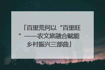 百里荒何以“百里旺”——农文旅融合赋能乡村振兴三部曲