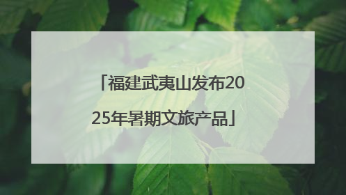 福建武夷山发布2025年暑期文旅产品