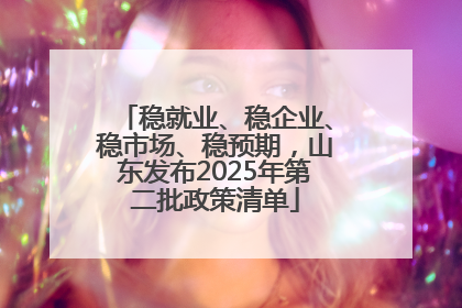 稳就业、稳企业、稳市场、稳预期，山东发布2025年第二批政策清单