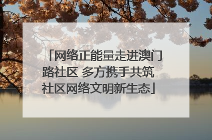 网络正能量走进澳门路社区 多方携手共筑社区网络文明新生态