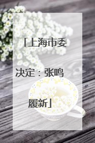 上海市委决定：张鸣履新