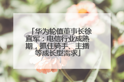 华为轮值董事长徐直军：电信行业成熟期，抓住骑手、主播等成长型需求