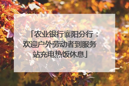 农业银行襄阳分行：欢迎户外劳动者到服务站充电热饭休息
