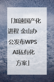 加速国产化进程 金山办公发布WPS AI私有化方案