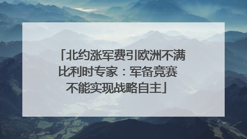 北约涨军费引欧洲不满 比利时专家：军备竞赛不能实现战略自主