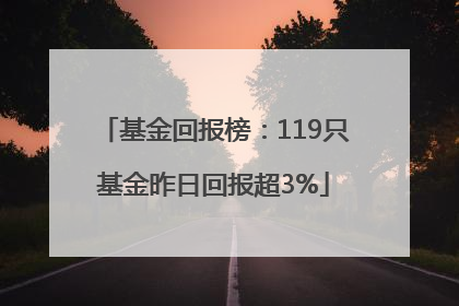 基金回报榜：119只基金昨日回报超3%