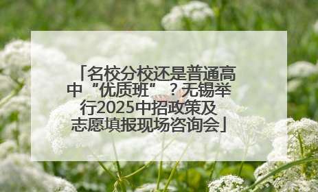 名校分校还是普通高中“优质班”？无锡举行2025中招政策及志愿填报现场咨询会