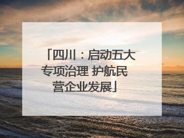 四川：启动五大专项治理 护航民营企业发展