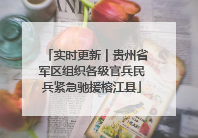 实时更新｜贵州省军区组织各级官兵民兵紧急驰援榕江县