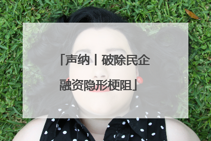 声纳丨破除民企融资隐形梗阻