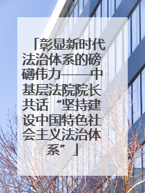 彰显新时代法治体系的磅礴伟力——中基层法院院长共话“坚持建设中国特色社会主义法治体系”