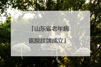 山东省老年病医院挂牌成立