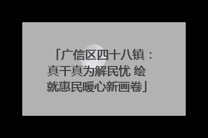 广信区四十八镇：真干真为解民忧 绘就惠民暖心新画卷