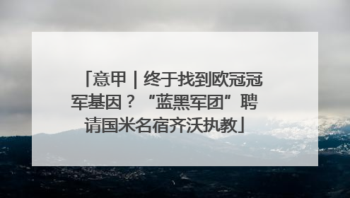 意甲｜终于找到欧冠冠军基因？“蓝黑军团”聘请国米名宿齐沃执教