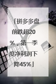 拼多多盘前跌超20%，第一季度净利润下降45%