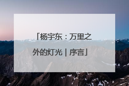 杨宇东：万里之外的灯光｜序言