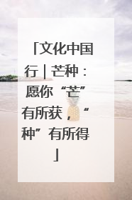 文化中国行｜芒种：愿你“芒”有所获，“种”有所得