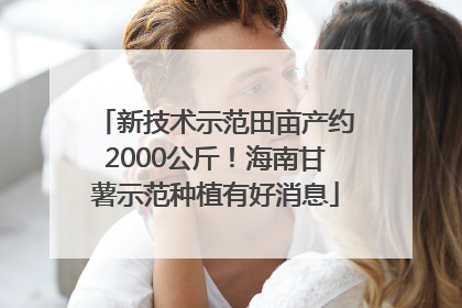 新技术示范田亩产约2000公斤！海南甘薯示范种植有好消息