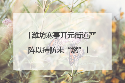 潍坊寒亭开元街道严阵以待防未“燃”