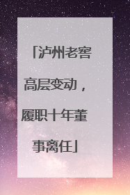 泸州老窖高层变动，履职十年董事离任