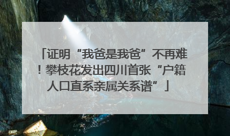 证明“我爸是我爸”不再难！攀枝花发出四川首张“户籍人口直系亲属关系谱”
