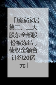 顾家家居第二、三大股东全部股份被冻结，债权金额合计约20亿元