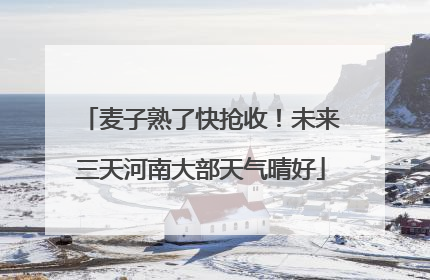 麦子熟了快抢收！未来三天河南大部天气晴好
