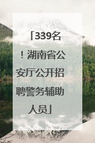339名！湖南省公安厅公开招聘警务辅助人员
